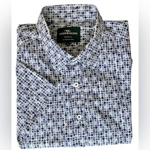 ROBB & GUNN Blue White Geometric Short Sleeve Shirt Size S